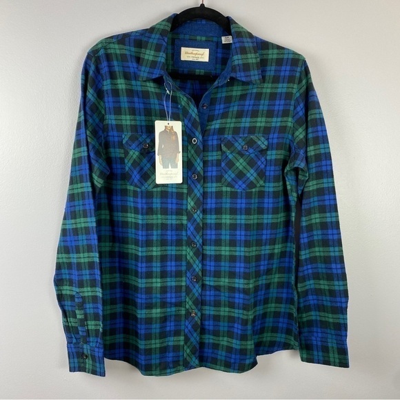 Weatherproof Vintage Plaid Flannel Cotton Outdoor Button Down Shirt Small Blue - Picture 3 of 9